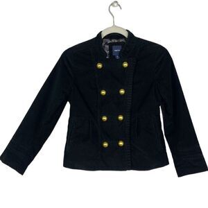 GAP Kids Corduroy, Velvet, Military-Inspired Coat, Black, Size 10, Lined